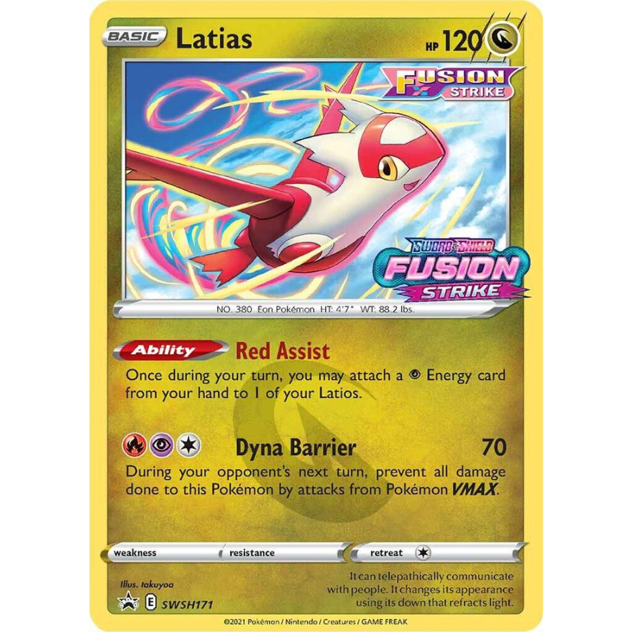Latias Fusion Strike Prerelease SWSH171 Holo Black Star Promo [NM]